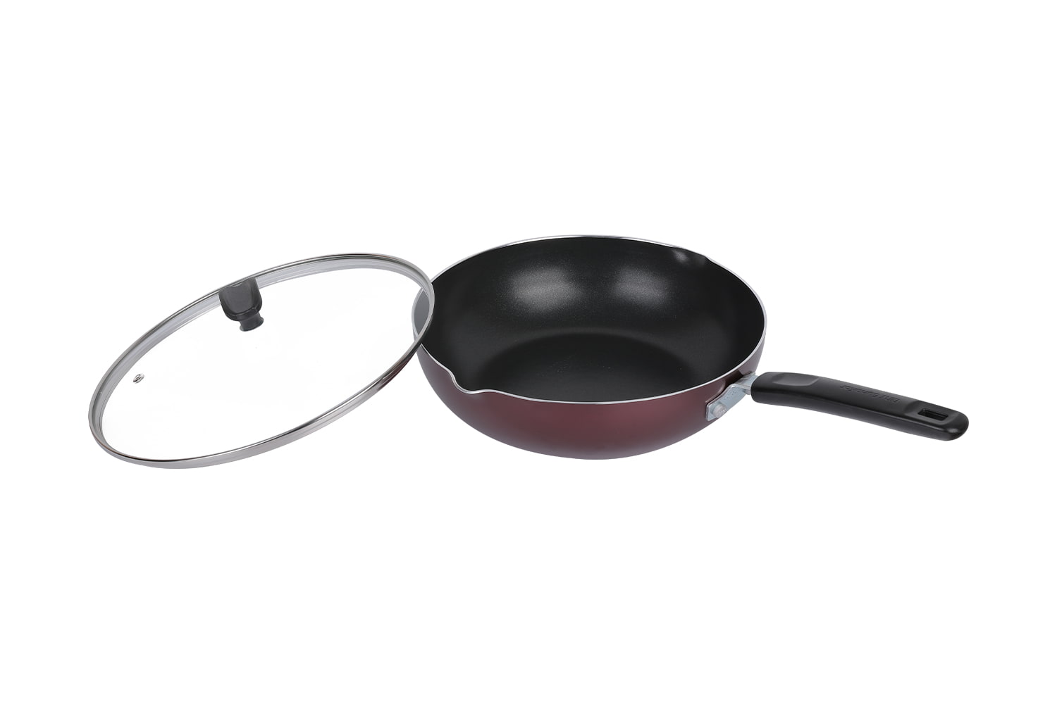 CLB2821D Wok-Cam kapaklı 28 wok, Alevli Wok, yapışmaz wok